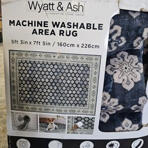 Blue Machine Washable Area Rug